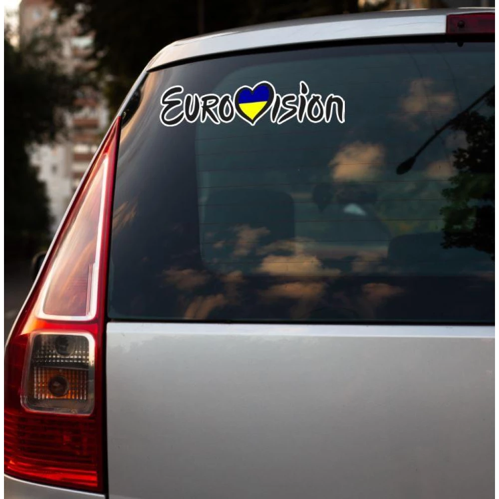 Патриотическая наклейка на авто / машину “Eurovision / Євробачення 2022 / 2023“ 30х7 см на автомобиль / машину