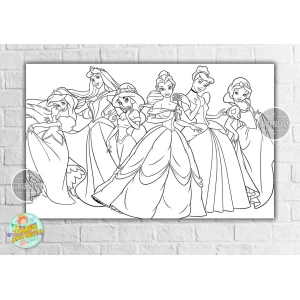 Изображение товара - Плакат - Раскраска “Принцессы Дисней-2“ 120х75 см