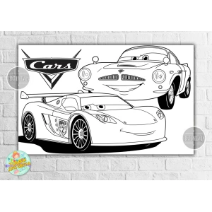 Изображение товара - Плакат - Раскраска “Тачки Маквин“ 120х75 см №1