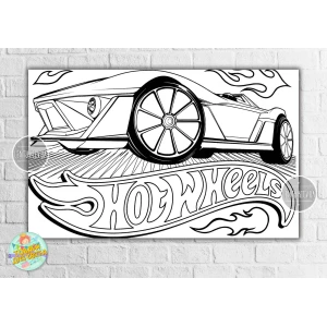 Зображення товара - Плакат - Розмальовка “Хот Вілс /Hot Wheels“ 120х75 см