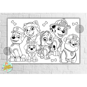 Изображение товара - Плакат - Раскраска “Щенячий патруль“ 120х75 см