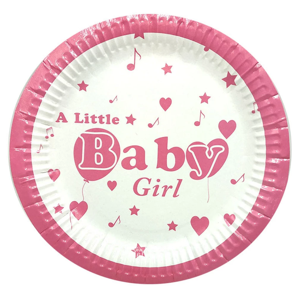 Тарелки 18см (10 шт)  в стиле Baby_Girl_baby shower Гендер Пати_девочка  бумажные одноразовые