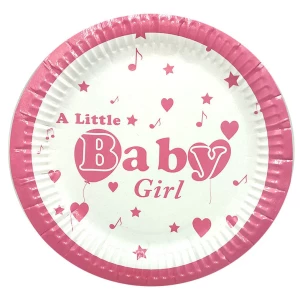 Изображение товара -  Тарелки 18см (10 шт)  в стиле Baby_Girl_baby shower Гендер Пати_девочка  бумажные одноразовые