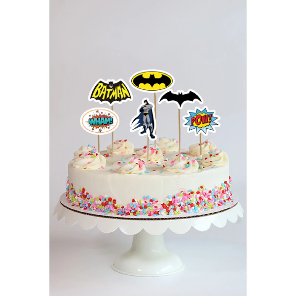 Набор средние топперы в торт (8см) вырубка “Бэтмен / Бетмен / Batman “ (6шт./уп.) КАРТОН