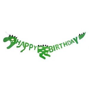 Изображение товара -  Гирлянда “Динозавр Happy Birthday“ Зеленый глиттер