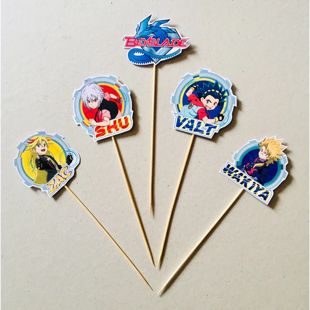 Набор средние топперы (8см) вырубка “Бейблейд/Beyblade“ (5шт./уп.)(КАРТОН)- Набор №2 Бейблейд
