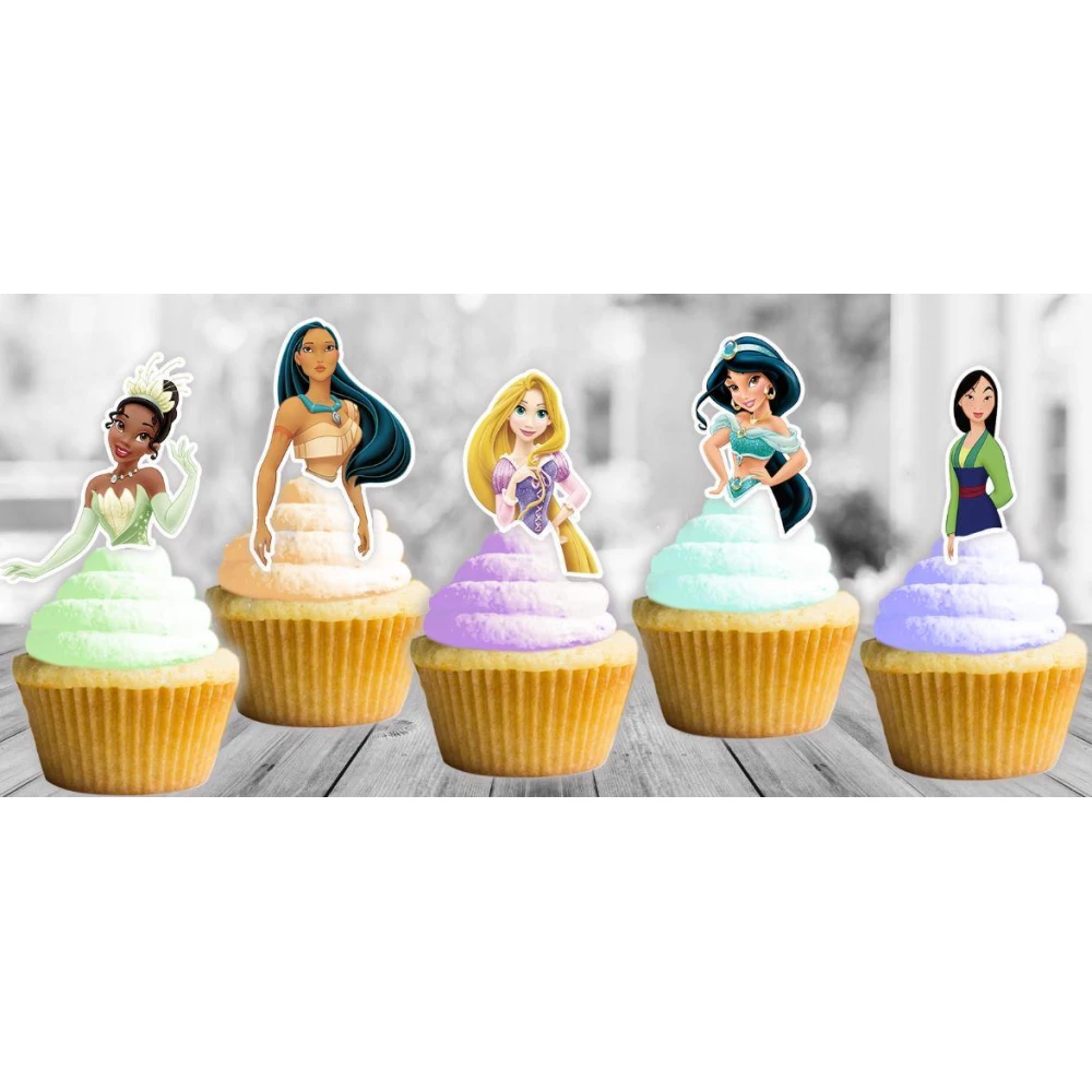 Топперы для кексов, маффинов, капкейков  в стиле “Принцессы Дисней“ (5 шт) - Набор №2