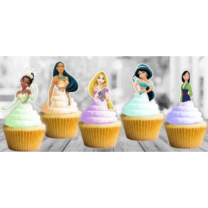 Изображение товара -  Топперы для кексов, маффинов, капкейков  в стиле “Принцессы Дисней“ (5 шт) - Набор №2
