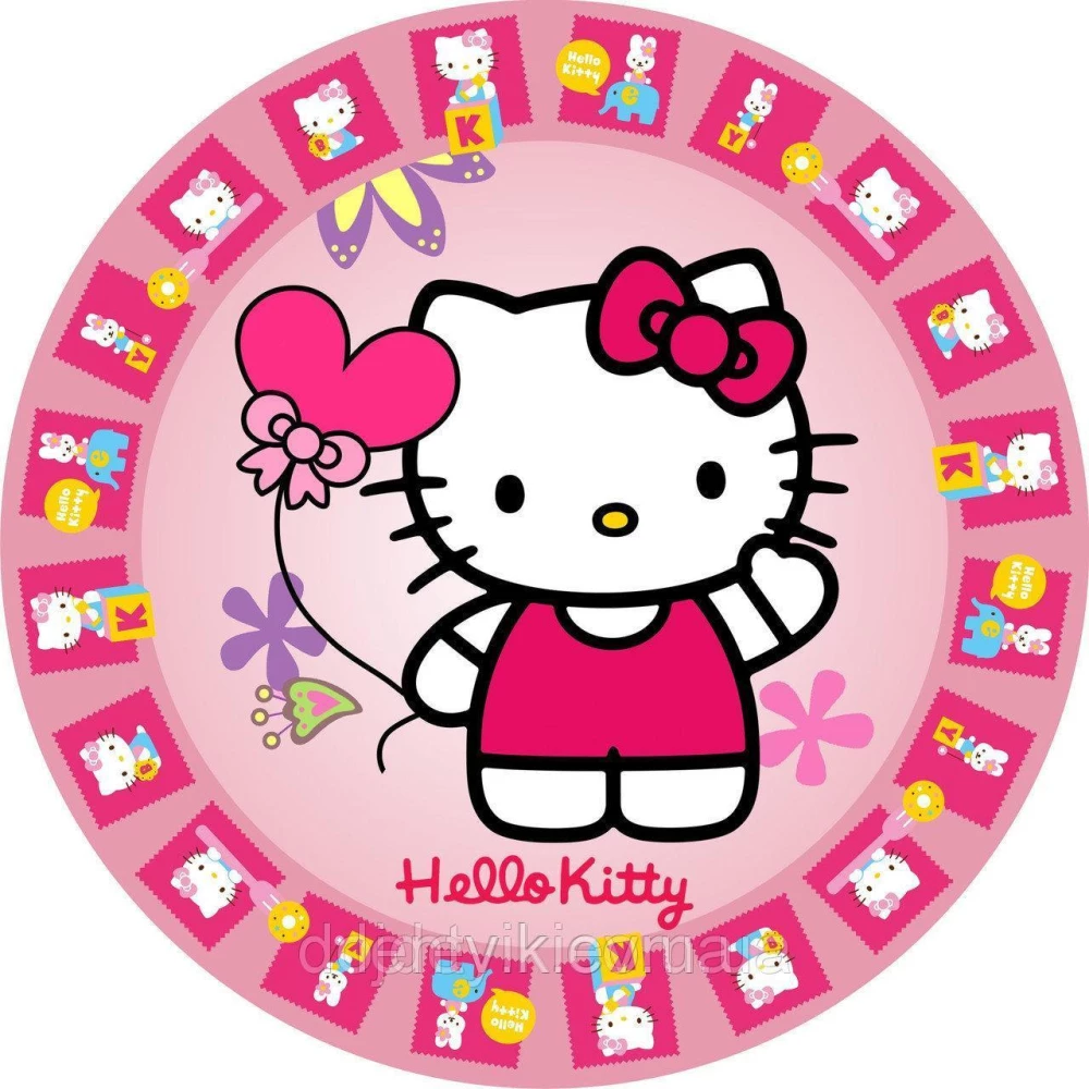 Тарілки 18см (10 шт) в стилі Кітті/Hello Kitty паперові одноразові
