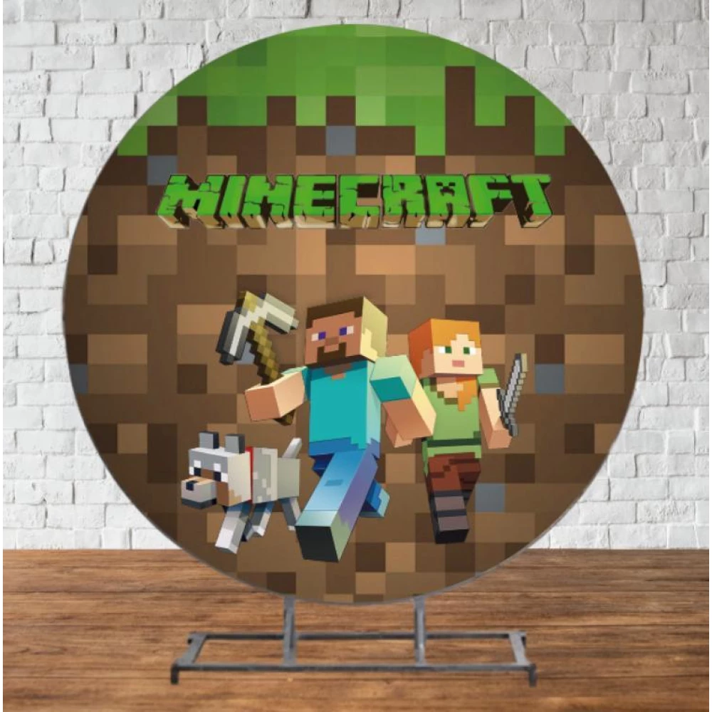 Баннер/фотозона “Майнкрафт“ круглая (диаметр 2м.)