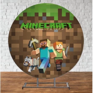 Изображение товара - Баннер/фотозона “Майнкрафт“ круглая (диаметр 2м.)