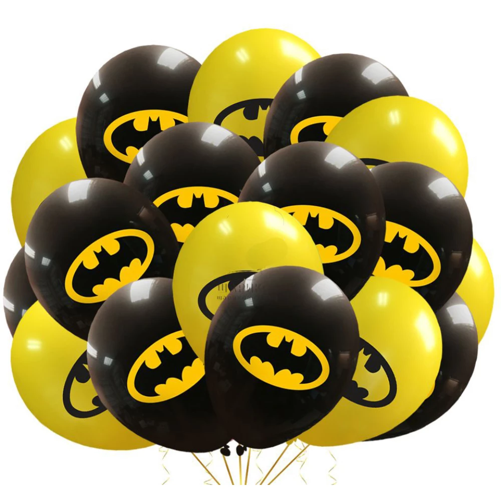 Шарики воздушные с рисунком поштучно “Бэтмен/Batman“ 12“ (30см) (черный/желтый)