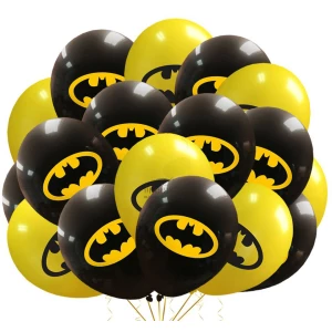 Изображение товара -  Шарики воздушные с рисунком поштучно “Бэтмен/Batman“ 12“ (30см) (черный/желтый)