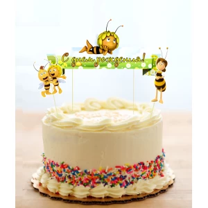 Изображение товара -  Набор Топперов “Пчёлка Майя / Maya the Bee“ в торт с флажком (КАРТОН)(Русский)