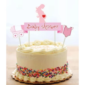 Изображение товара -  Набор Топперов “Baby Shower“ Гендер пати (КАРТОН) (Девочка)