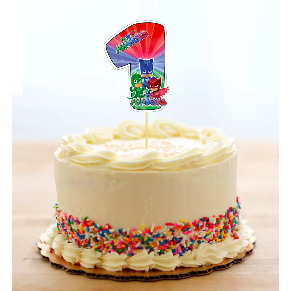 Топпер-цифра (от 0 до 10см цифра) вырубка “Герои в масках“ (1шт)- Разные цвета, 1