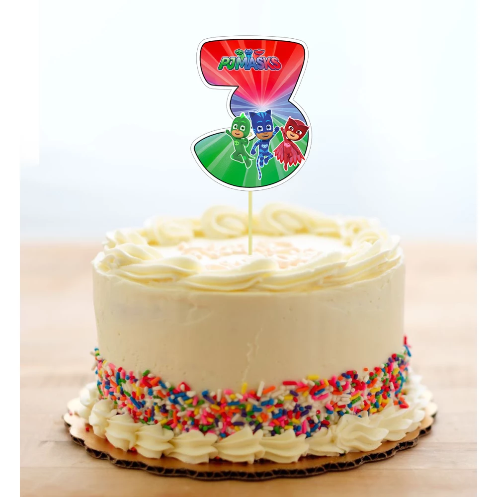 Топпер-цифра (от 0 до 10см цифра) вырубка “Герои в масках“ (1шт)- Разные цвета, 3