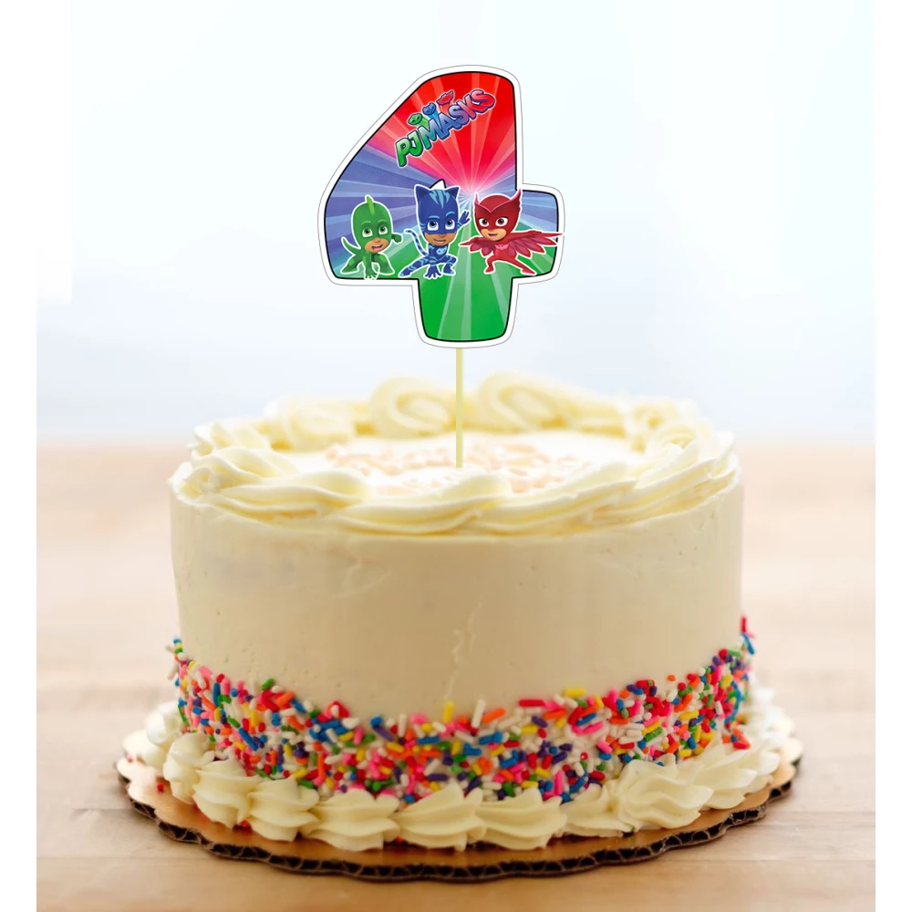 Топпер-цифра (от 0 до 10см цифра) вырубка “Герои в масках“ (1шт)- Разные цвета, 4