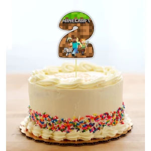 Изображение товара - Топпер-цифра (от 0 до 10см цифра) вырубка “Майнкрафт/Minecraft “ (1шт)- 2