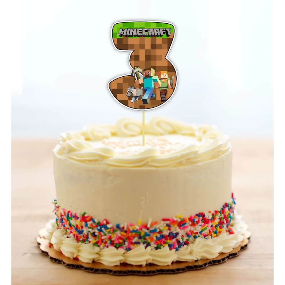 Топпер-цифра (от 0 до 10см цифра) вырубка “Майнкрафт/Minecraft “ (1шт)- 3