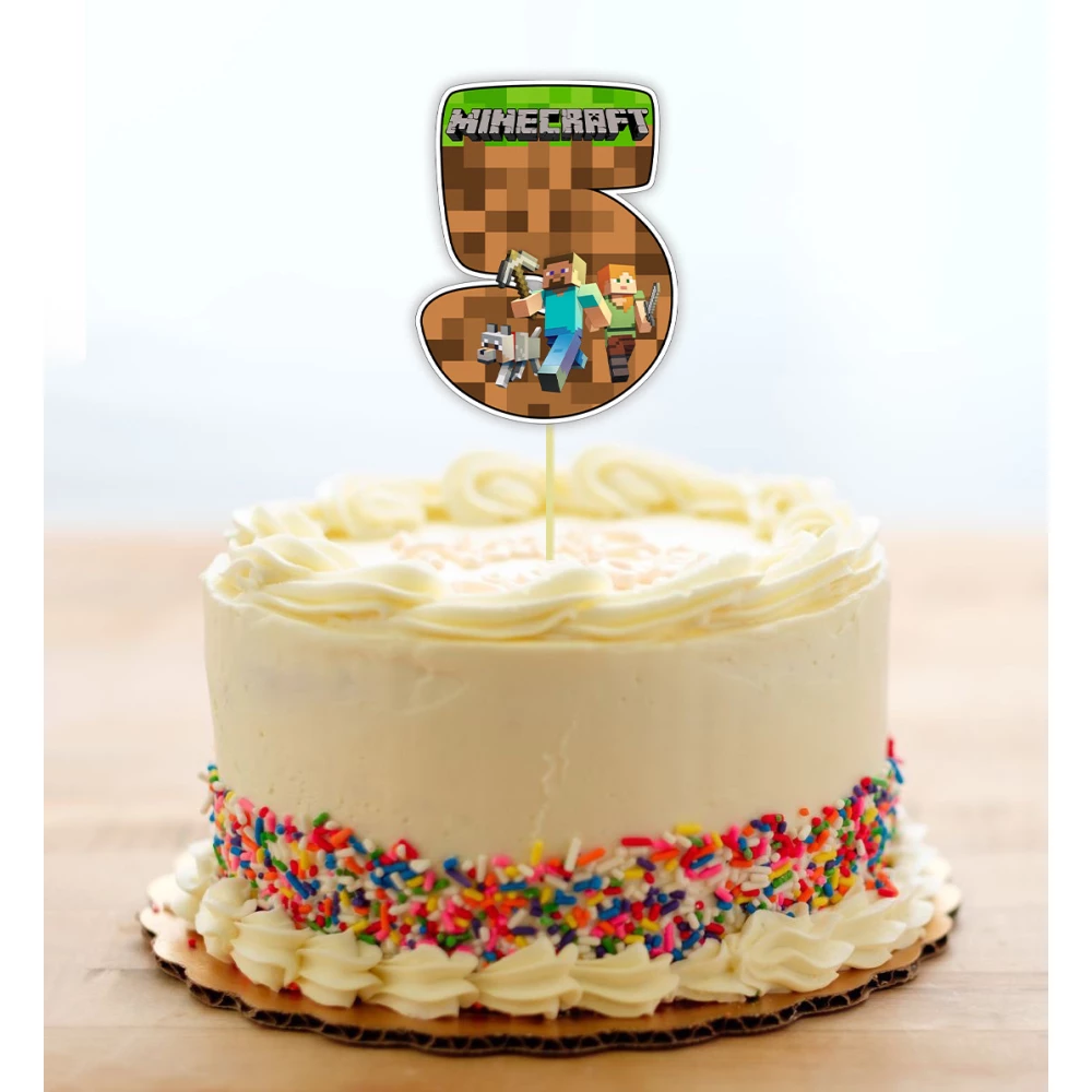 Топпер-цифра (от 0 до 10см цифра) вырубка “Майнкрафт/Minecraft “ (1шт)- 5