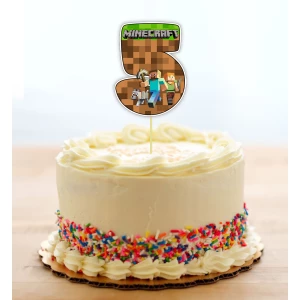 Изображение товара - Топпер-цифра (от 0 до 10см цифра) вырубка “Майнкрафт/Minecraft “ (1шт)- 5