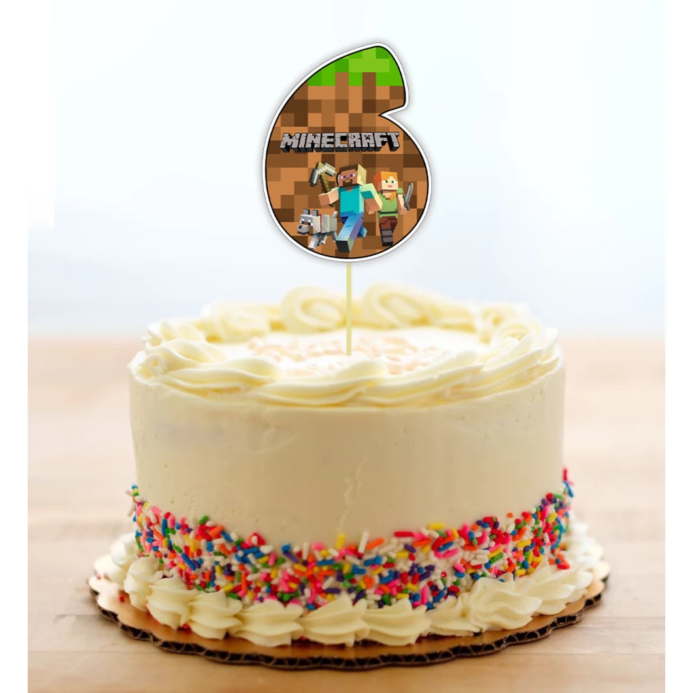 Топпер-цифра (от 0 до 10см цифра) вырубка “Майнкрафт/Minecraft “ (1шт)- 6