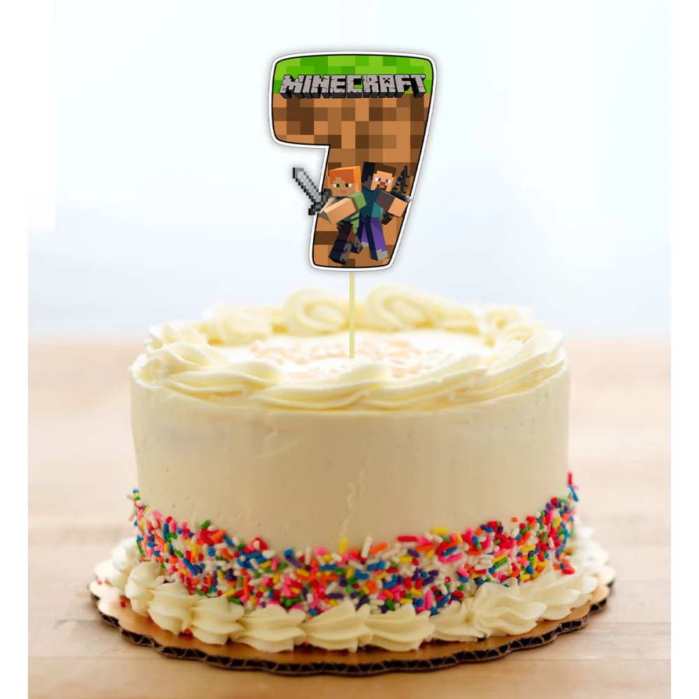 Топпер-цифра (от 0 до 10см цифра) вырубка “Майнкрафт/Minecraft “ (1шт)- 7