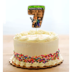 Изображение товара - Топпер-цифра (от 0 до 10см цифра) вырубка “Майнкрафт/Minecraft “ (1шт)- 7