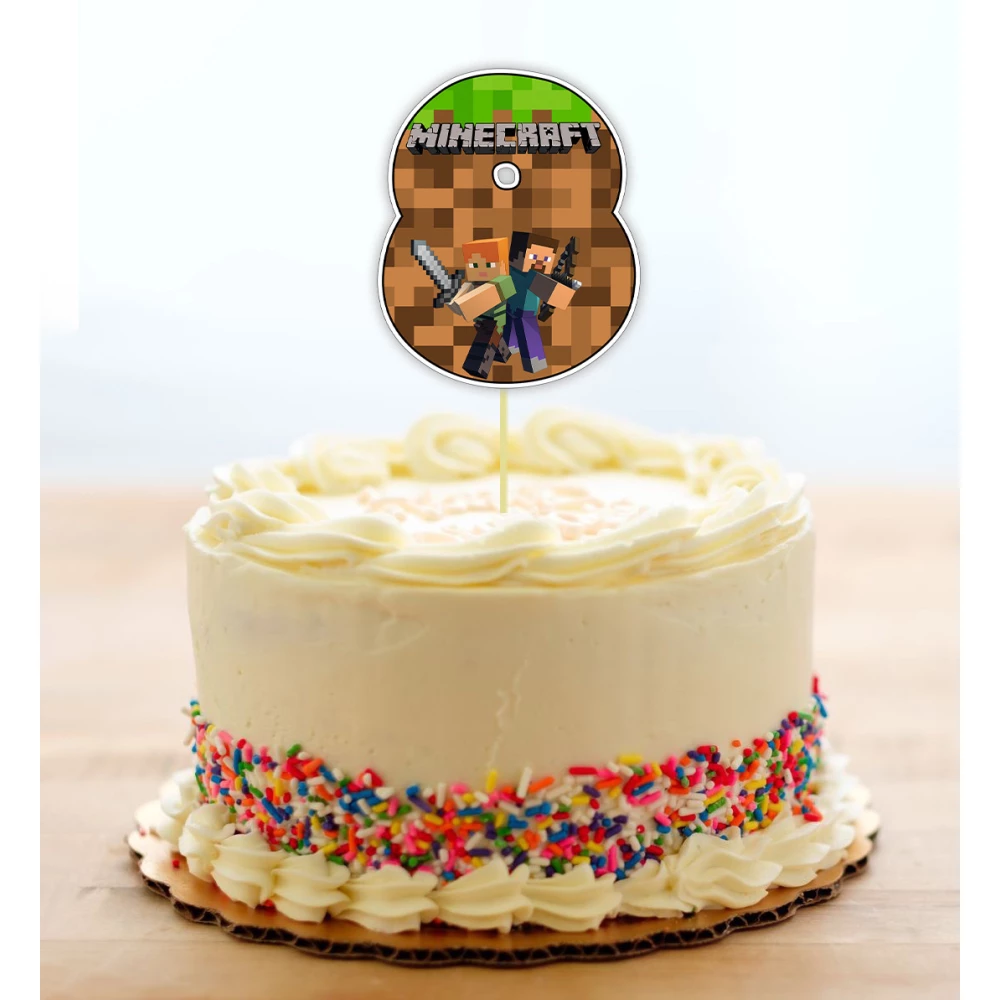 Топпер-цифра (от 0 до 10см цифра) вырубка “Майнкрафт/Minecraft “ (1шт)- 8