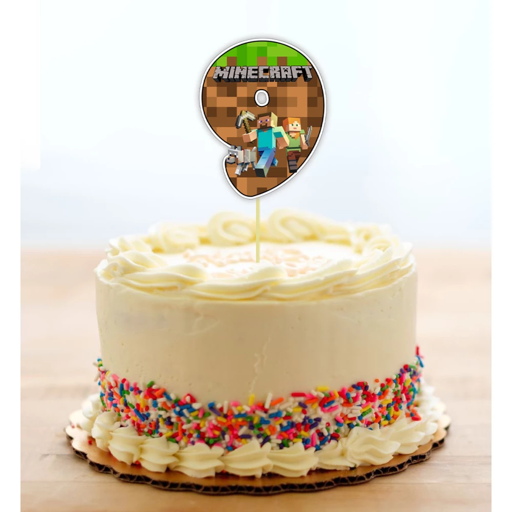 Топпер-цифра (от 0 до 10см цифра) вырубка “Майнкрафт/Minecraft “ (1шт)- 9