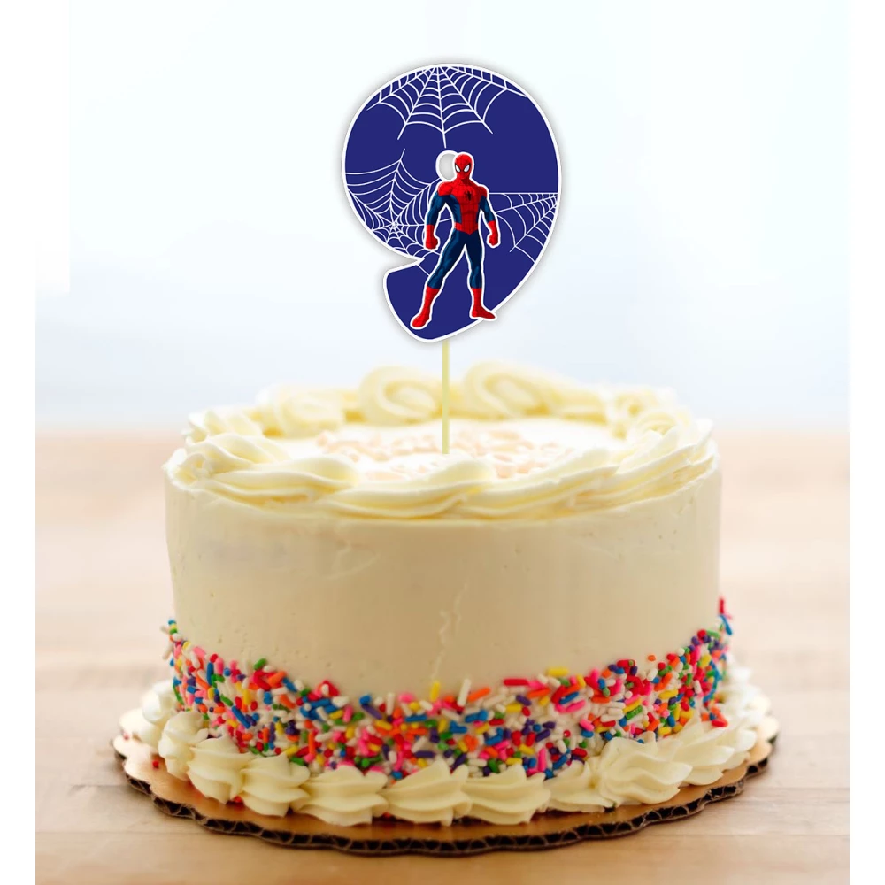 Топпер-цифра (от 0 до 10см цифра) вырубка “Spiderman / Спайдермен“  (1шт) 9