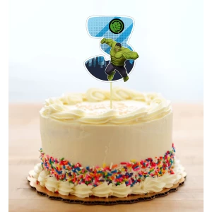 Изображение товара - Топпер-цифра (от 0 до 10см цифра) вырубка “Супер Герои/Мarvel“ (1шт )в синем дизайне 3