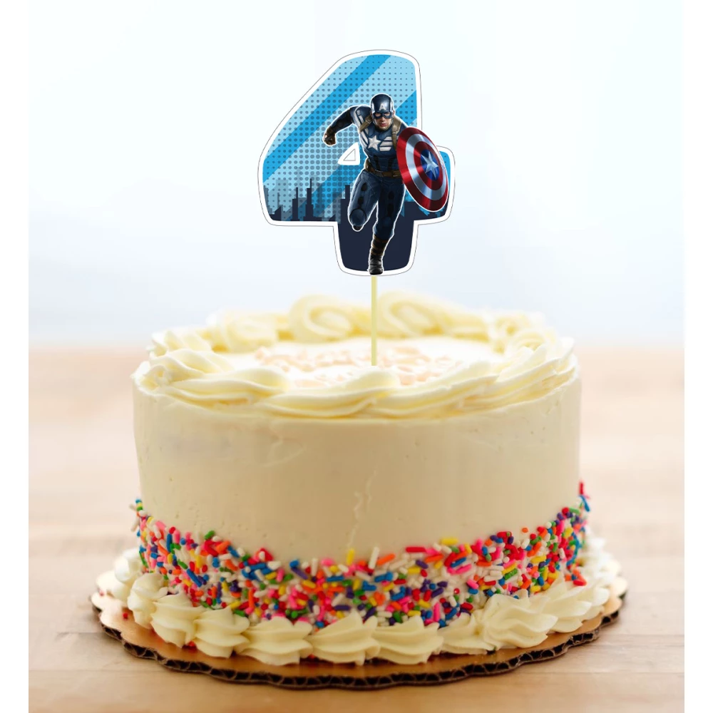 Топпер-цифра (от 0 до 10см цифра) вырубка “Супер Герои/Мarvel“  (1шт )в синем дизайне 4