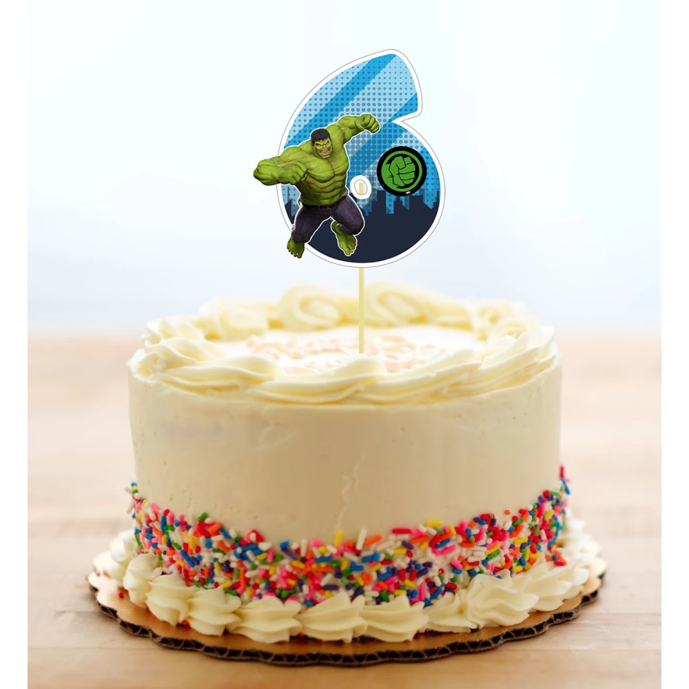 Топпер-цифра (от 0 до 10см цифра) вырубка “Супер Герои/Мarvel“  (1шт )в синем дизайне 6