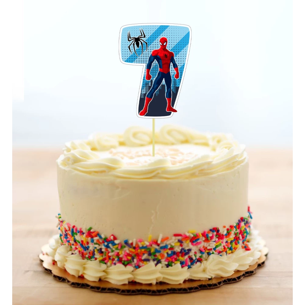 Топпер-цифра (от 0 до 10см цифра) вырубка “Супер Герои/Мarvel“  (1шт )в синем дизайне 7