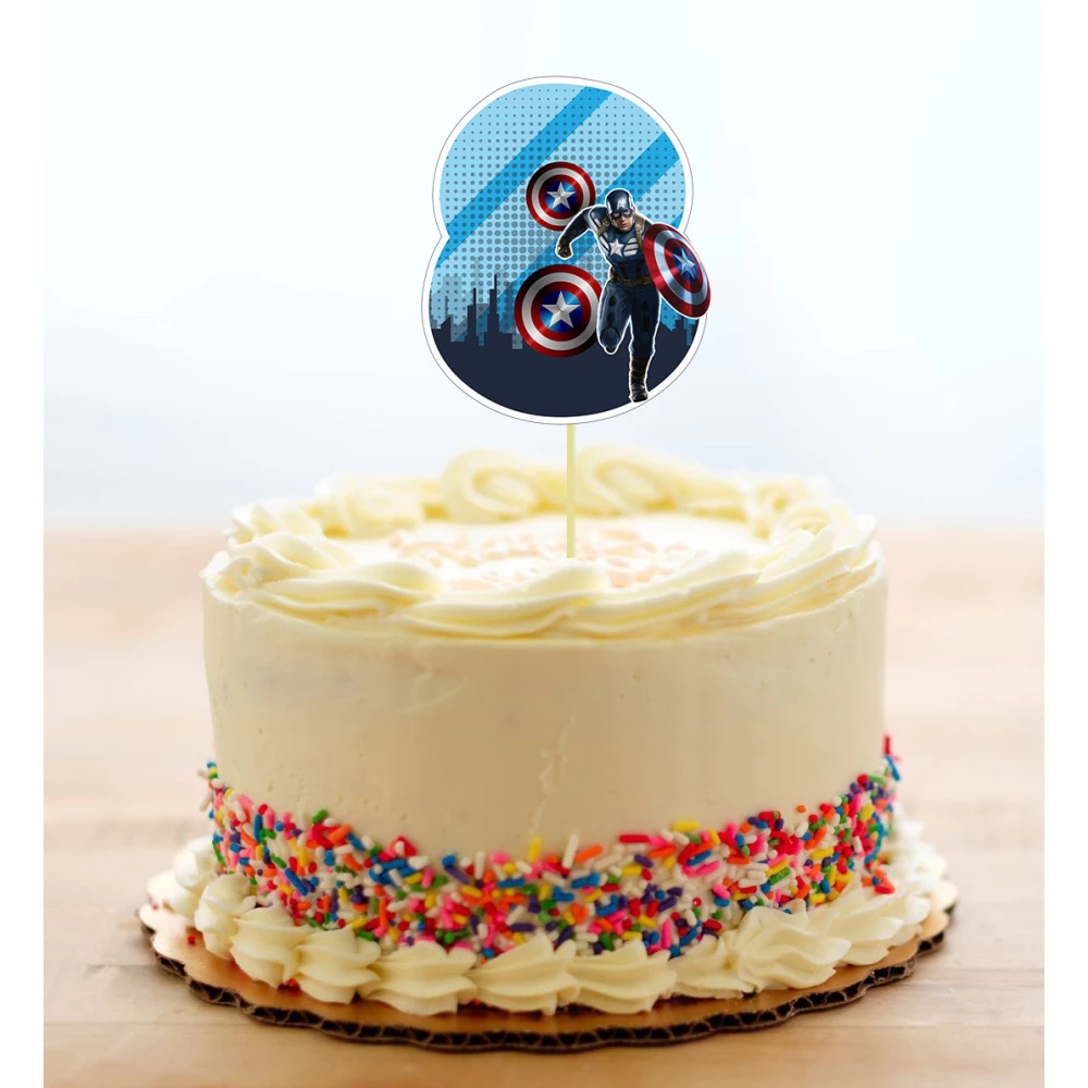 Топпер-цифра (от 0 до 10см цифра) вырубка “Супер Герои/Мarvel“  (1шт )в синем дизайне 8