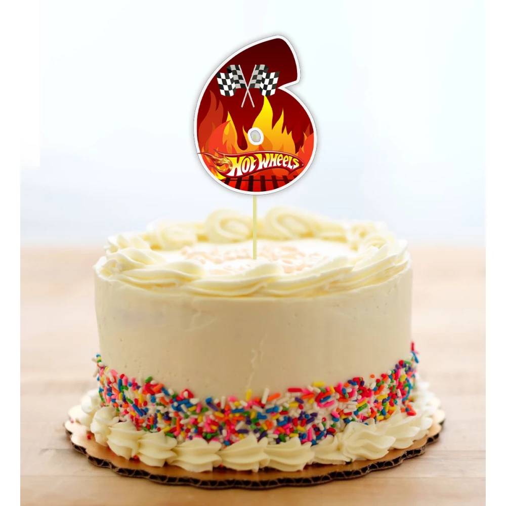 Топпер-цифра (от 0 до 10см цифра) вырубка  “Хот Вилс/Hot Wheels“ (1шт) 6