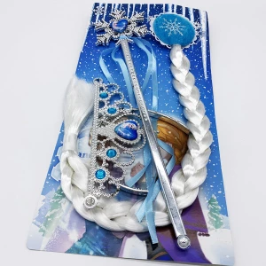 Зображення товара -  Карнавальний набір Ельза (крижане / холодне серце) (коса / косичка / кіска, корона, паличка) №2