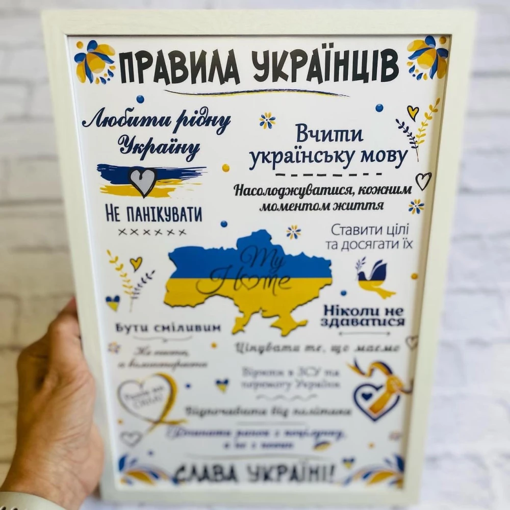 Постер “Правила Українців“  А4+рамка -