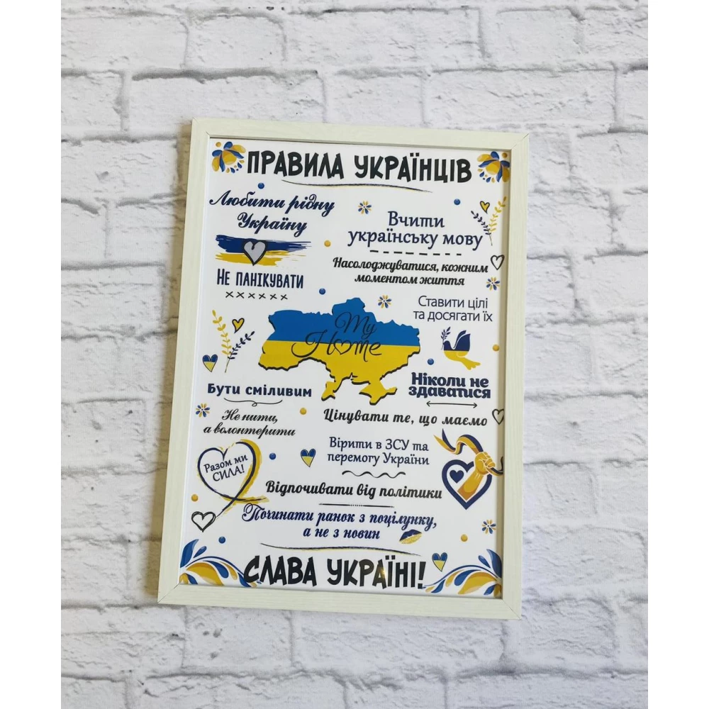 Постер “Правила Українців“  А3+рамка -