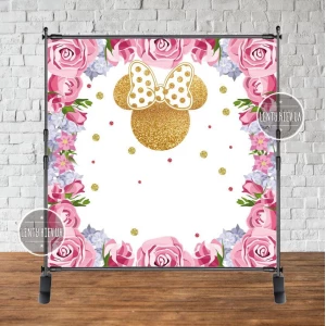 Изображение товара - Баннер 2х2 м “Минни Маус (розы)“ - Фотозона (виниловый) на день рождения --