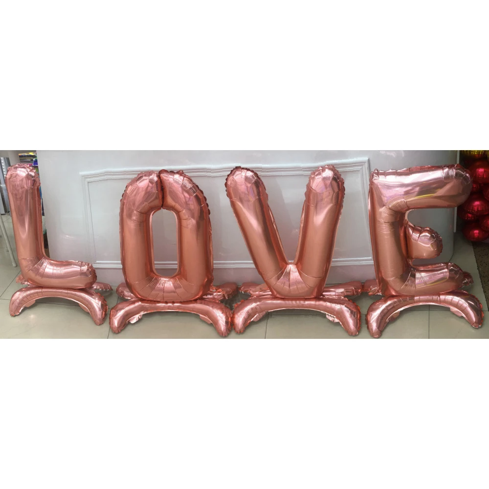Надпись фольгированная “LOVE“ на ножках 75 см Розовое Золото