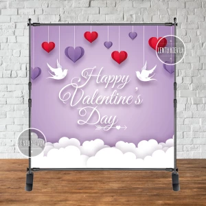 Изображение товара -  Баннер 2х2 “Happy Valentine`s Day (сердечки)“ для праздничной фотозоны (Без каркаса)