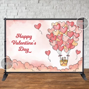 Изображение товара -  Баннер 3х2м “Happy Valentine`s Day (Персиковый)“ для праздничной фотозоны