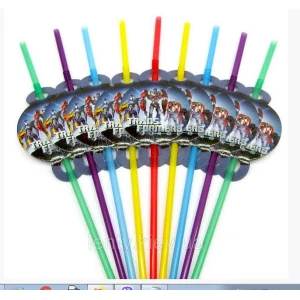 Изображение товара -  Коктейльные трубочки без гофры (10 шт./уп.) БОЛЬШИЕ - Трансформеры, Синий