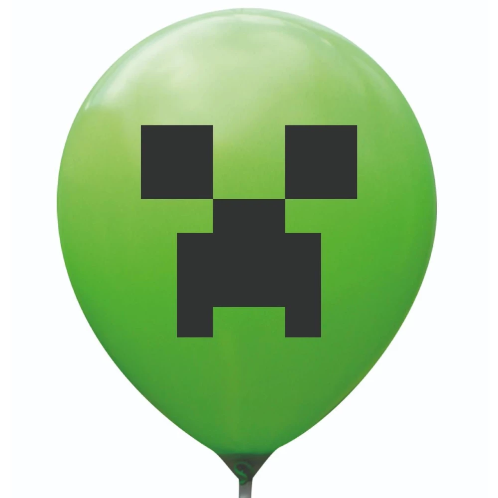 Шарики воздушные с рисунком поштучно “Майнкрафт лого“ 12“ (30см) (салатовый/зеленый)