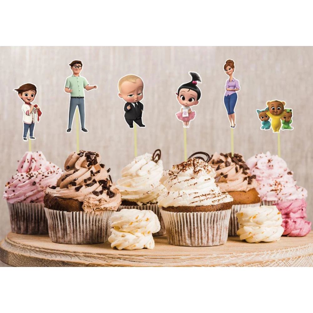 Топперы в капкейки / кексы фигурные (6 см) вырубка  (6шт./уп.) “Босс Молокосос/ BOSS BABY“ Картон. Набор