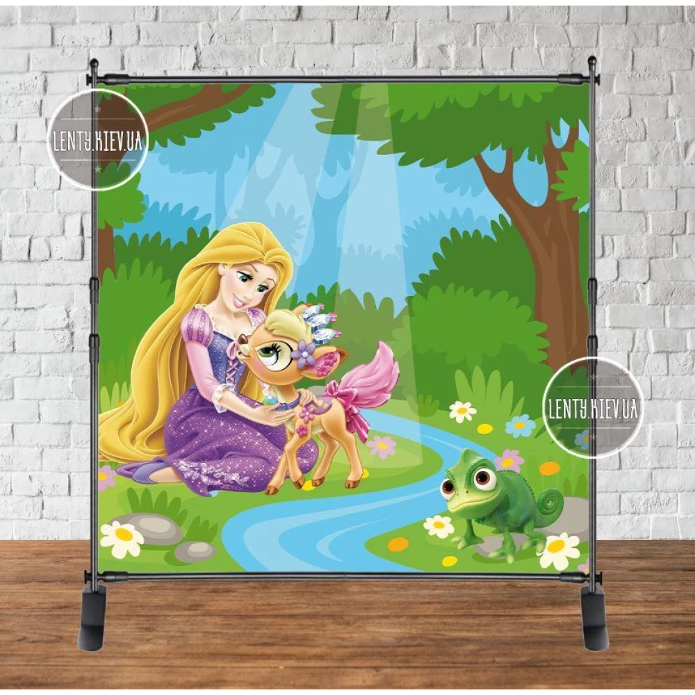 Баннер 2х2м “Рапунцель (Лес и зверята“ на день рождения - Фотозона (виниловый) -