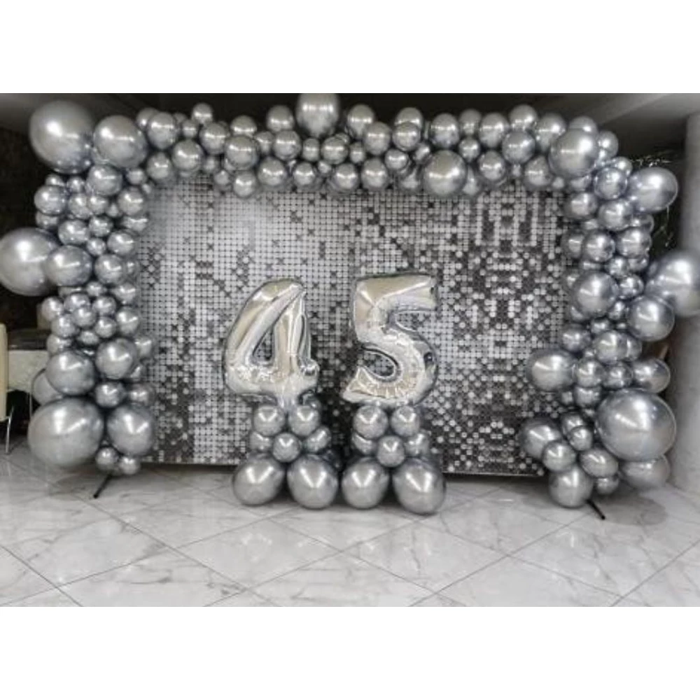 Баннер “Серебряная пайетка (имитация)“ 2х2м, - Фотозона (виниловый ) на день рождения (без каркаса) - Русский